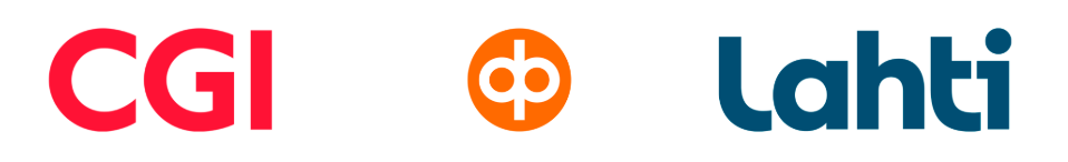 CGI:n, OP:n ja Lahden kaupungin logot.